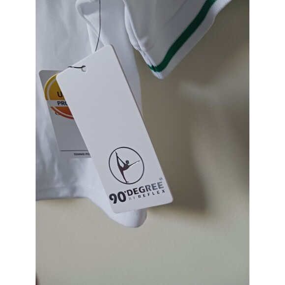 90 Degree By Reflex Crop Tennis Polo Shirt Short Sleeve White Size XS - Picture 5 of 8